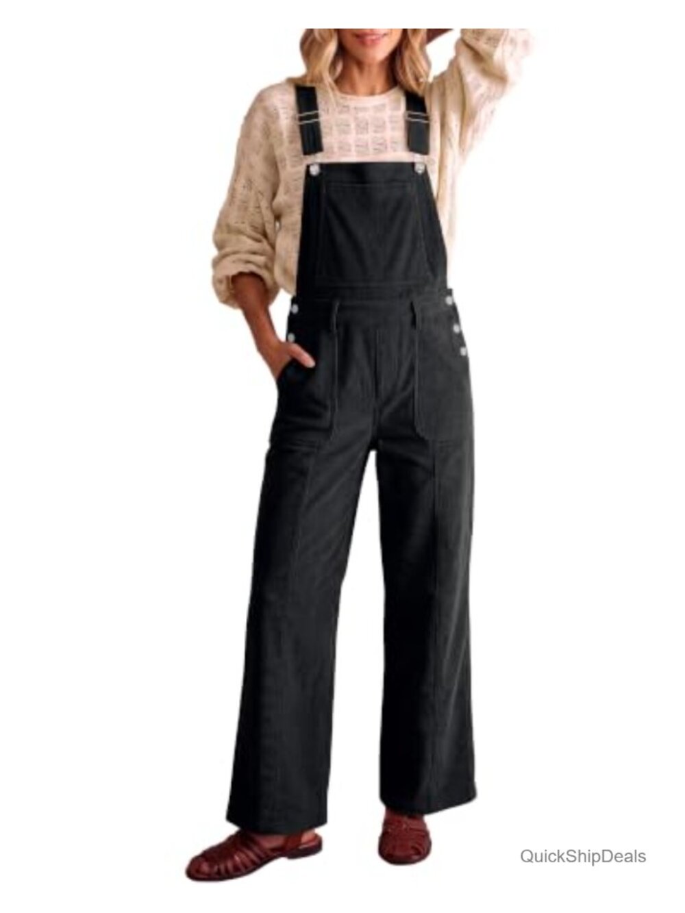 Corduroy Overalls for Women Baggy Wide Leg Bib Overall Jumpsuit Stretch